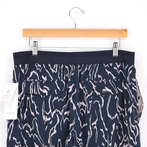NWT ATHLETA Vienna Cargo Pant Navy Orchid Pink Print Size 14P - Picture 7 of 12